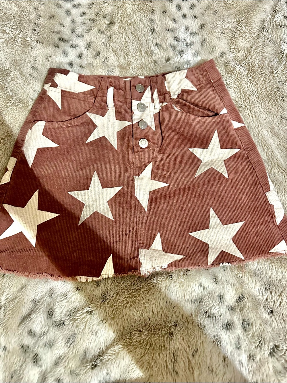 Altar'd State Rust Corduroy Star Print Skirt